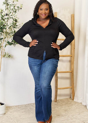 Culture Code Full Size Exposed Seam Long Sleeve Hoodie - MimiStylez