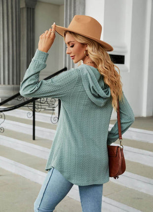 Long Sleeve Hooded Blouse - MimiStylez