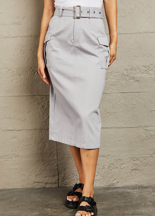 HYFVE Professional Poise Buckled Midi Skirt - MimiStylez