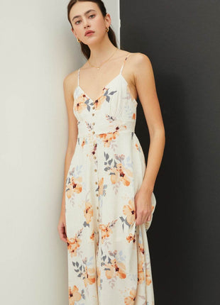 Be Cool Floral Button Down Cami Midi Dress - MimiStylez