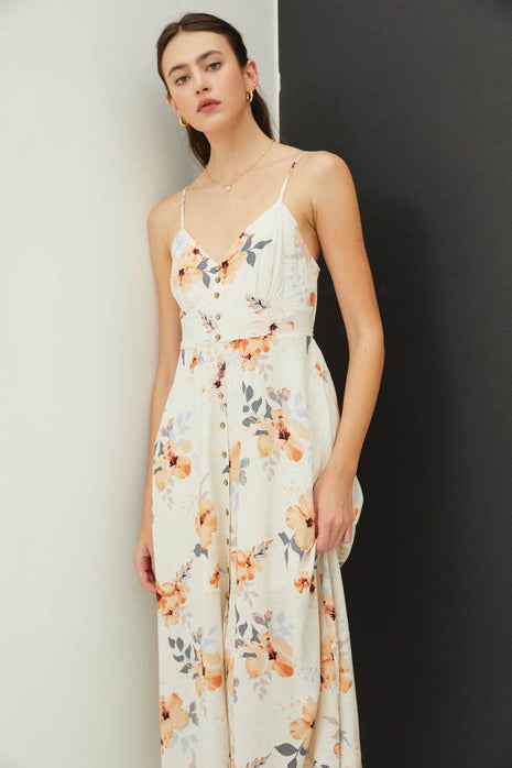 Be Cool Floral Button Down Cami Midi Dress - MimiStylez