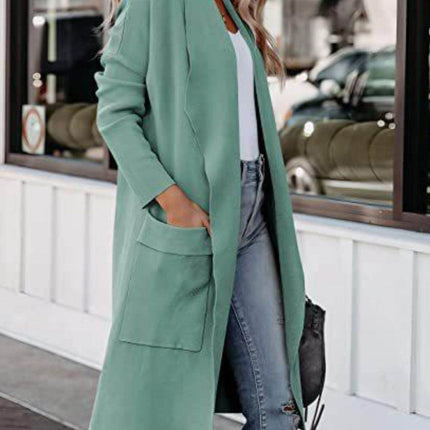 Open Front Dropped Shoulder Outerwear - MimiStylez