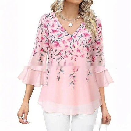 Women's Casual Top Pleated Sleeve - MimiStylez
