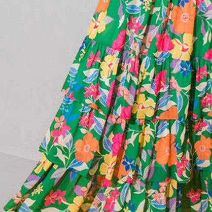 Tiered Ruffled Printed Sleeveless Dress - MimiStylez