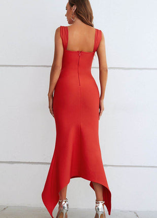 Ruched Sweetheart Neck Hem Detail Dress - MimiStylez