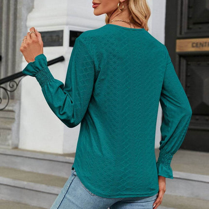 V-Neck Flounce Sleeve Blouse - MimiStylez