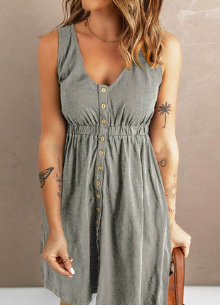 Sleeveless Button Down Mini Magic Dress - MimiStylez