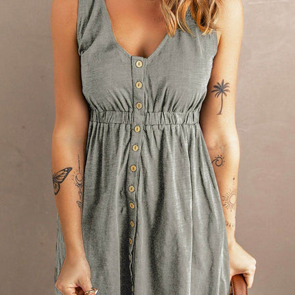 Sleeveless Button Down Mini Magic Dress - MimiStylez