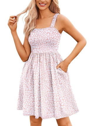 Women's Casual Square Collar Dress With Pockets - MimiStylez