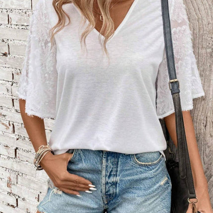 V-Neck Half Sleeve T-Shirt - MimiStylez