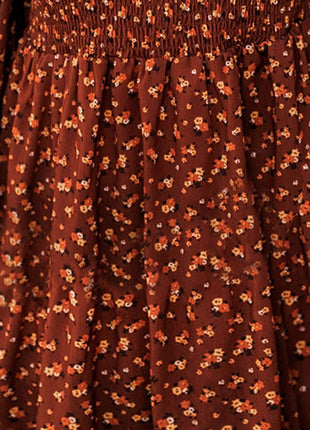 Ditsy Floral Smocked Balloon Sleeve Mini Dress - MimiStylez