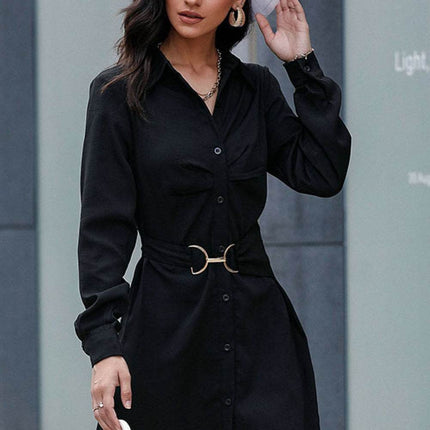 Belted Mini Shirt Dress - MimiStylez