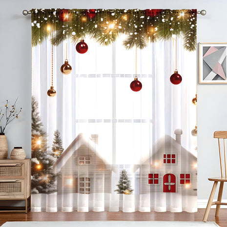 1PC Festive Christmas Printed Curtains