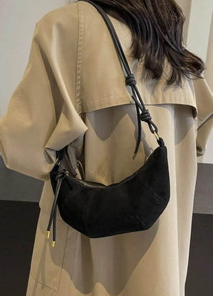 PU Leather Strap Suede Shoulder Bag - MimiStylez
