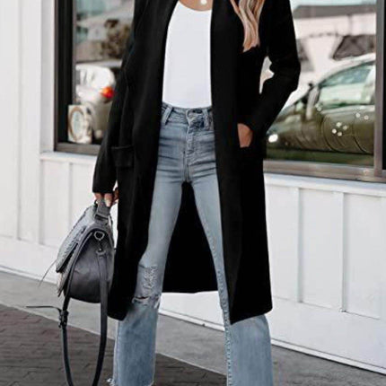 Open Front Dropped Shoulder Outerwear - MimiStylez