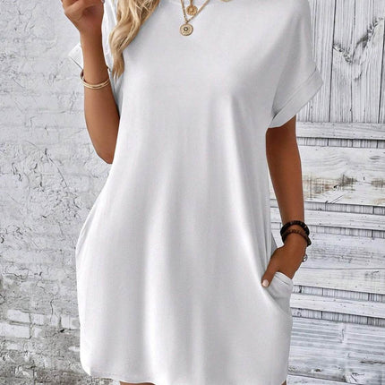 Round Neck Short Sleeve Mini Dress - MimiStylez