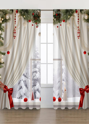 2PCs European Curtain Christmas Series