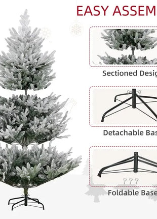 6FT Pine Christmas Tree With 795 Realistic Branches, Steel Base, Auto Open