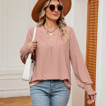 Notched Neck Flounce Sleeve Blouse - MimiStylez