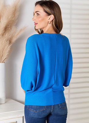 Zenana Full Size Round Neck Batwing Sleeve Blouse - MimiStylez