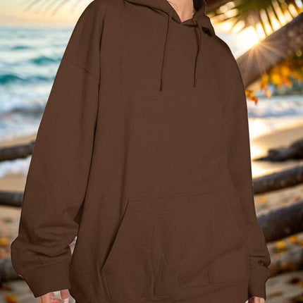 Drawstring Dropped Shoulder Hoodie - MimiStylez