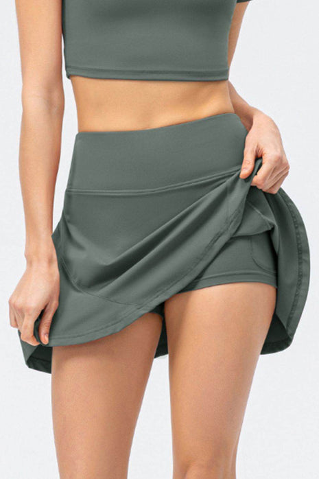 High Waist Wide Waistband Active Skirt - MimiStylez
