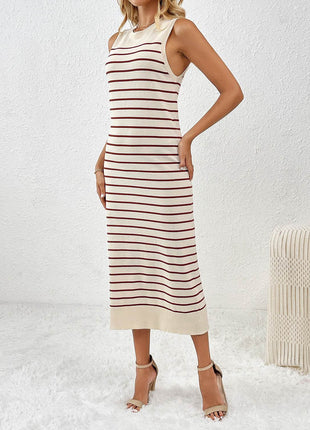 Round Neck Sleeve Midi Knit Dress - MimiStylez