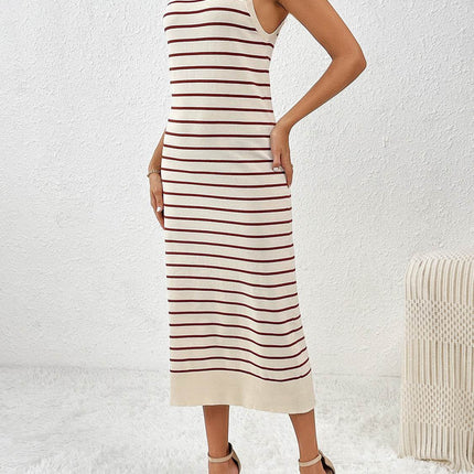 Round Neck Sleeve Midi Knit Dress - MimiStylez