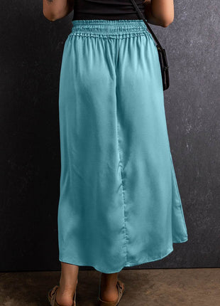 Slit Drawstring Elastic Waist Skirt - MimiStylez