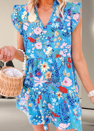 Tiered Floral Cap Sleeve Dress - MimiStylez