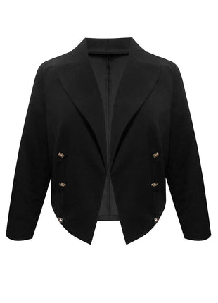 Plus Size Buttoned Lapel Collar Long Sleeve Blazer - MimiStylez