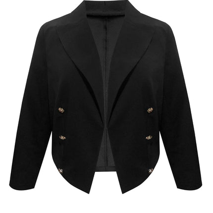 Plus Size Buttoned Lapel Collar Long Sleeve Blazer - MimiStylez