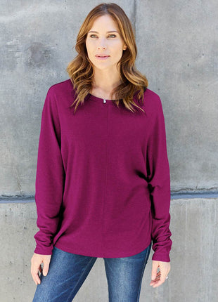 Double Take Full Size Round Neck Long Sleeve T-Shirt - MimiStylez