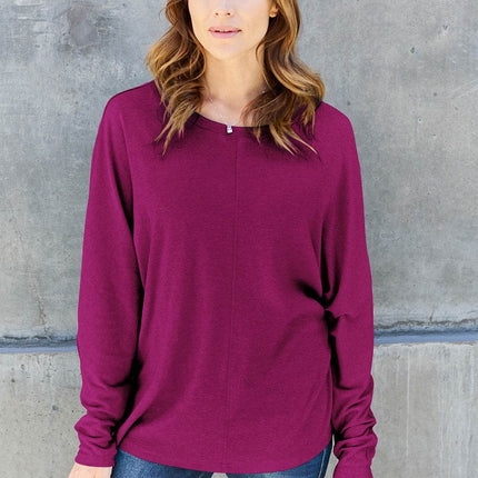 Double Take Full Size Round Neck Long Sleeve T-Shirt - MimiStylez