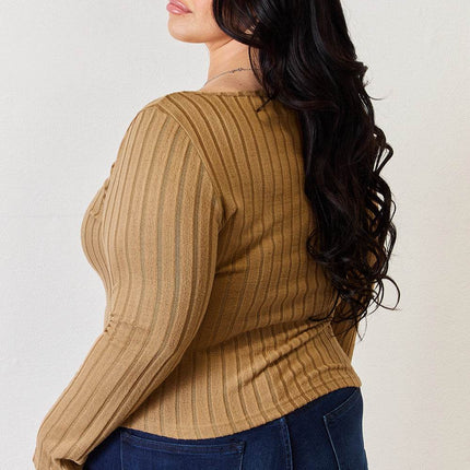Basic Bae Full Size Ribbed Long Sleeve T-Shirt - MimiStylez