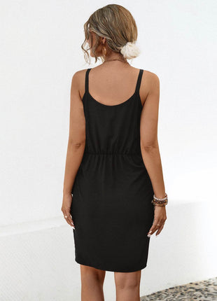 Twisted V-Neck Sleeveless Mini Dress - MimiStylez