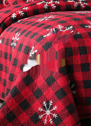 Christmas Cotton Snowflake Embroidery Quilt Three-piece Set