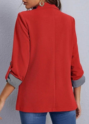 Lapel Collar Roll-Tab Sleeve Blazer - MimiStylez