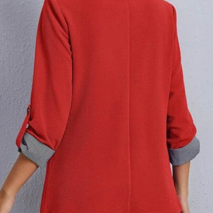 Lapel Collar Roll-Tab Sleeve Blazer - MimiStylez