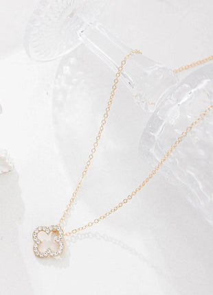 Inlaid Zircon Clover Pendant Necklace - MimiStylez