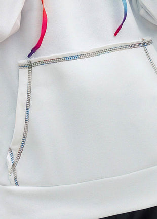 Contrast Stitching Drawstring Raglan Sleeve Hoodie - MimiStylez