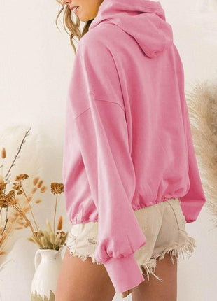 Zip-Up Dropped Shoulder Hoodie - MimiStylez