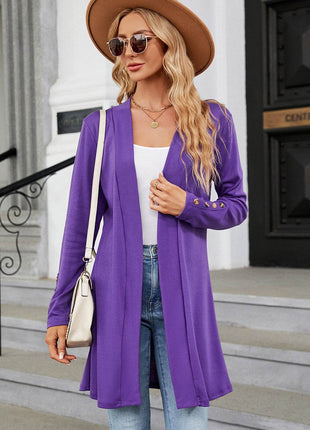 Open Front Long Sleeve Cardigan - MimiStylez