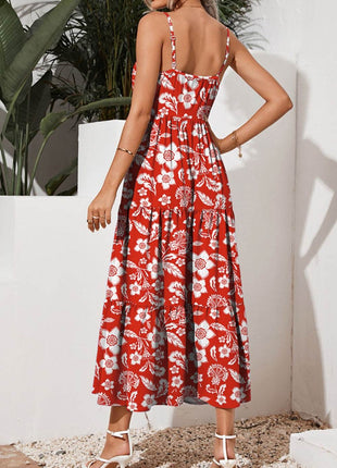 Tiered Printed Square Neck Cami Dress - MimiStylez