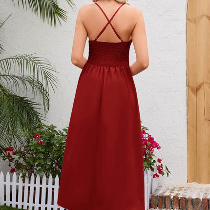 Crisscross Smocked Spaghetti Strap Dress - MimiStylez