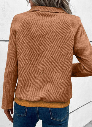 Geometric Snap Button Long Sleeve Sweatshirt - MimiStylez