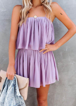 Ruched Spaghetti Strap Romper - MimiStylez