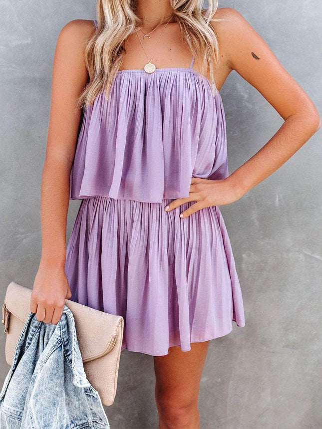 Ruched Spaghetti Strap Romper - MimiStylez