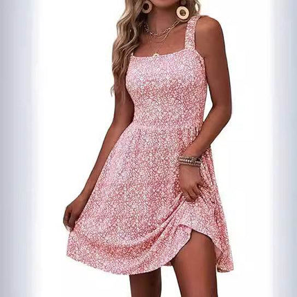 Women's Casual Square Collar Dress With Pockets - MimiStylez