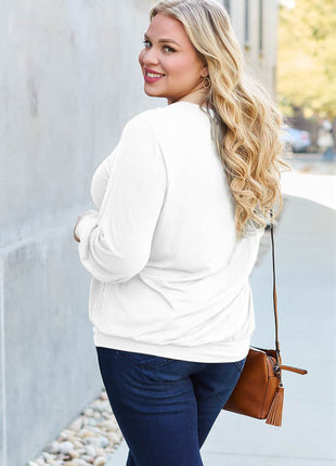 Basic Bae Full Size V-Neck Lantern Sleeve Blouse - MimiStylez